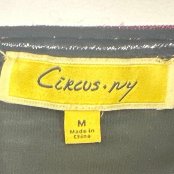 Circus NY Womens Dress Medium Long Sleeve Black Multicolored Tight Rouse striped - Picture 3 of 8